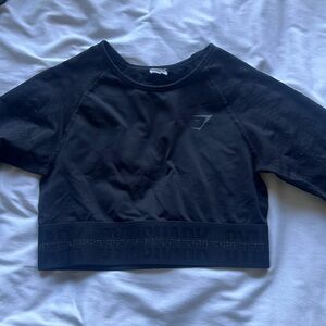 Gymshark tight black long sleeve crop top work out top